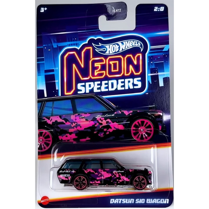 Hot Wheels metál autó, Neon Speeders Datsun 510 Wagon, 1:64, fekete