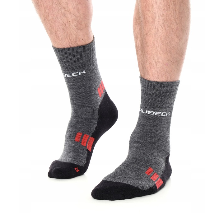 Férfi sportzokni, Brubeck, gyapjú, szürke, 42-44