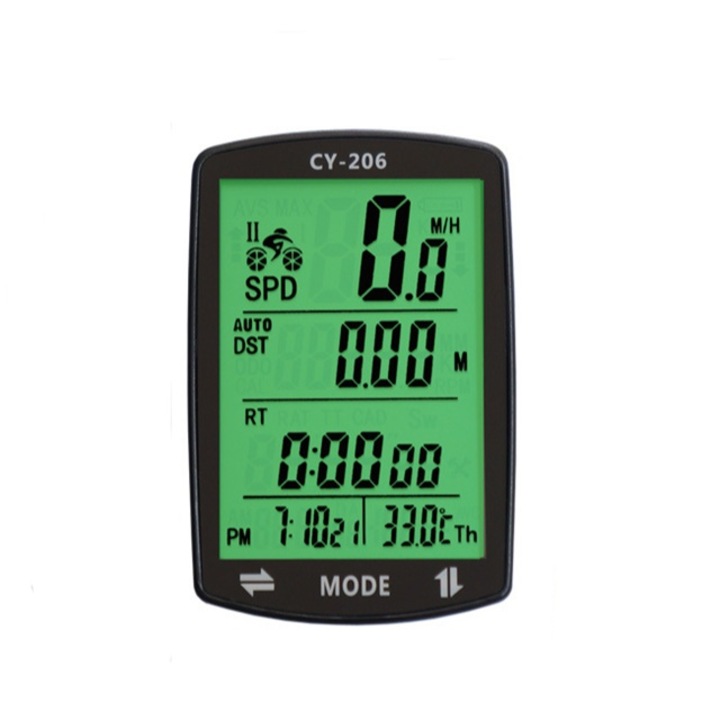 Kerékpárkomputer, BOMSTOM, 24 funkciós, vízálló, 7,2x4,8x1,8 cm, fekete