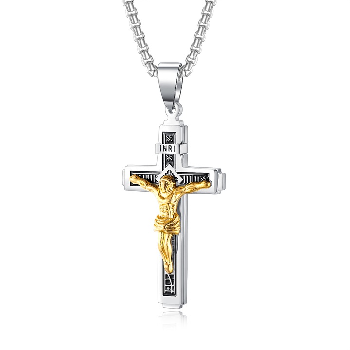Colier inox crucifix, BeSpecial, CLR413, 55 cm