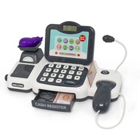 Casa de marcat set de jucarii pentru fete baieti 3+, NUODWELL, Cu cos de cumparaturi, sertar, sunete si lumini, scanner de produse, cantar, calculator, Plastic, 28 x 13 x 14cm, Gri