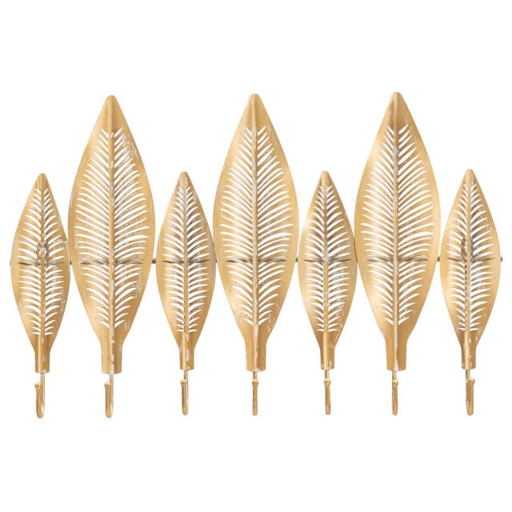 Cuier pentru hol, model de frunze, 7 carlige