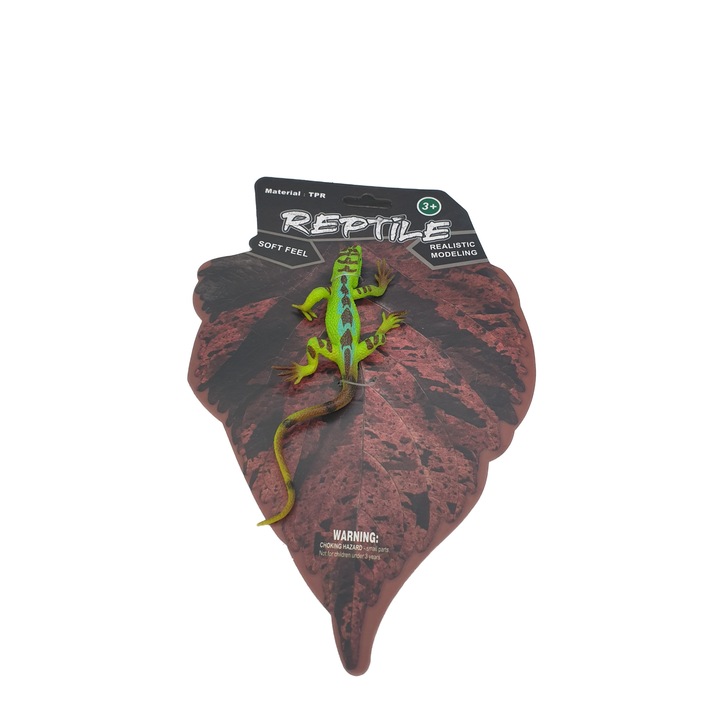 Figurina elastica reptila, verde-albastru, 16 cm, iguana, TPR