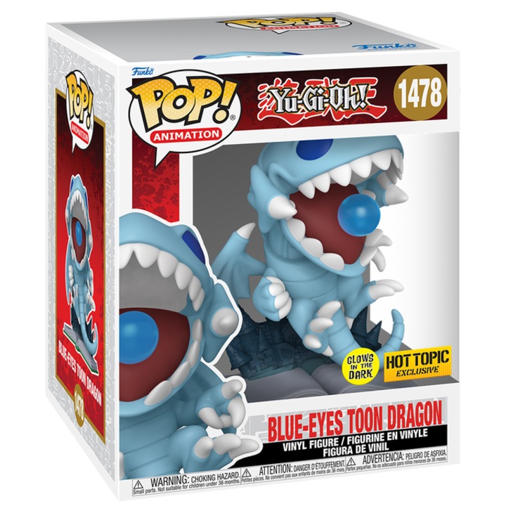 Figurina - Glow in the Dark - Yu-Gi-Oh - Blue Eyes Toon Dragon, Bleu, 15 cm