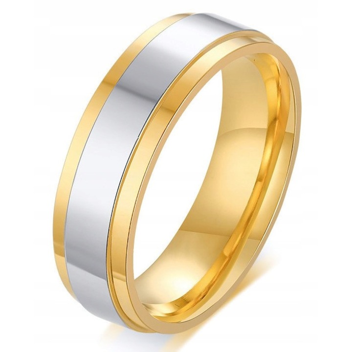 Inel dama, Wolfring, Otel inoxidabil, Marimea 22, Auriu/Argintiu