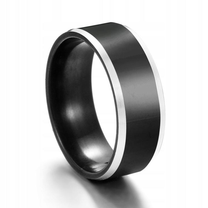 Inel Wolfring, Otel tungsten, Argintiu/Negru, 22 EU