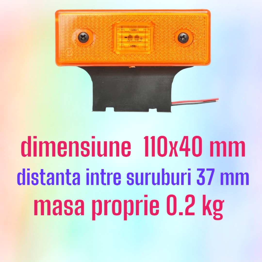 Комплект 2 габаритни лампи, led, жълти, 12/24V, пластмаса ...