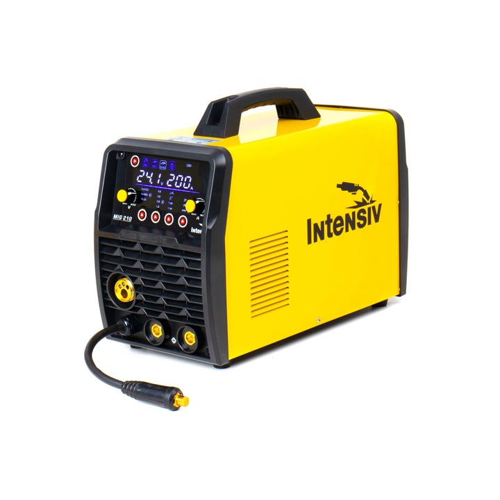 Invertor de sudura multiproces Intensiv 53241 MIG 210, MIG/TIG/MMA, 200 A, 230 V, 1.6 - 3.2 mm electrod, pistolet Mig Mag 150 A, cablu cu cleste portelectrod, cablu cu cleste de masa