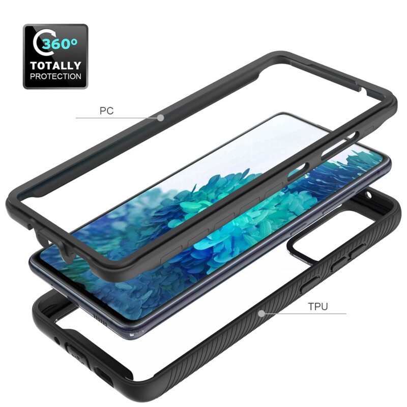 Husa de protectie 360, compatibila cu Huawei P30 Lite/P30 Lite New Edition, plastic si TPU, Negru