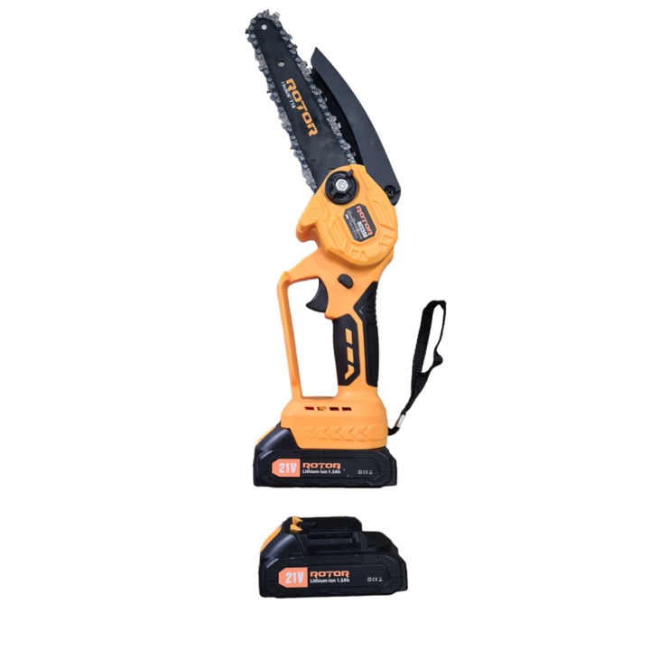 Mini Fierastrau cu lant 3000 de rotati, ROTOR, Cu o tensiune de alimentare de 21 V si o capacitate de baterie de 1.5 Ah