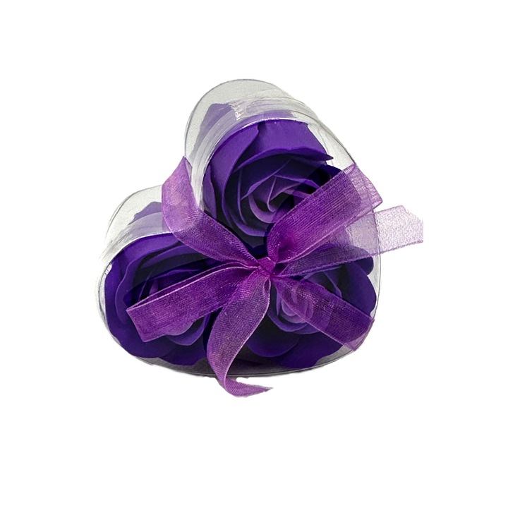 Set 3 Flori de Sapun, Trandafir Violet la cutie