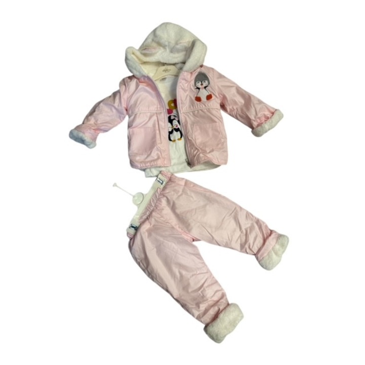 Lányos szett, Donino, 3 részes, Téli kabát, blúz és nadrág varázslatból, pamut, rózsaszín/fehér, Többszínű