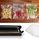 Aparat de vidat Vacuum Sealer 90W negru, 10 pungi incluse, dimensiuni 345x65x40 mm, sigilare alimente uscate si umede, conservare prospetime, pompa puternica, economisire spatiu frigider, functionare automata, aparat compact bucatarie moderna
