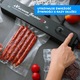 Aparat de vidat Vacuum Sealer 90W negru, 10 pungi incluse, dimensiuni 345x65x40 mm, sigilare alimente uscate si umede, conservare prospetime, pompa puternica, economisire spatiu frigider, functionare automata, aparat compact bucatarie moderna