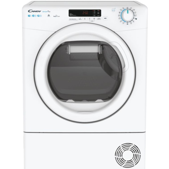Uscator de rufe Slim Candy CSO4H7A2DE-S, Pompa de caldura, 7 kg, Clasa E, 14 programe, Wi-Fi, Alb