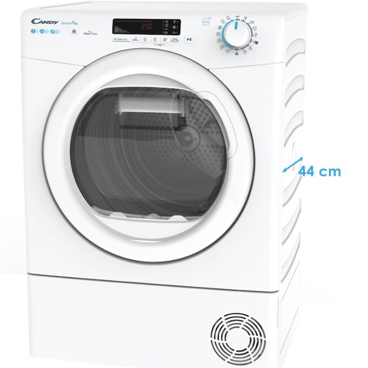 Сушилня Slim Candy CSO4H7A2DE-S, Термопомпа, 7 кг, Клас E, 14 програми, Wi-Fi, Бял