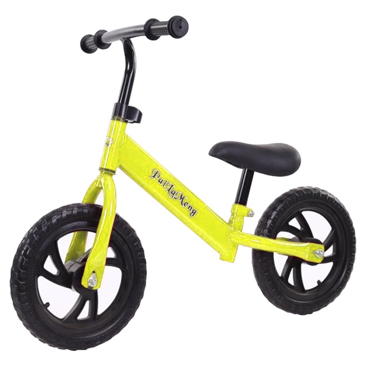 Bicicleta de echilibru pentru incepatori, fara pedale pentru copii intre 2 ani - 5 ani, Galbena