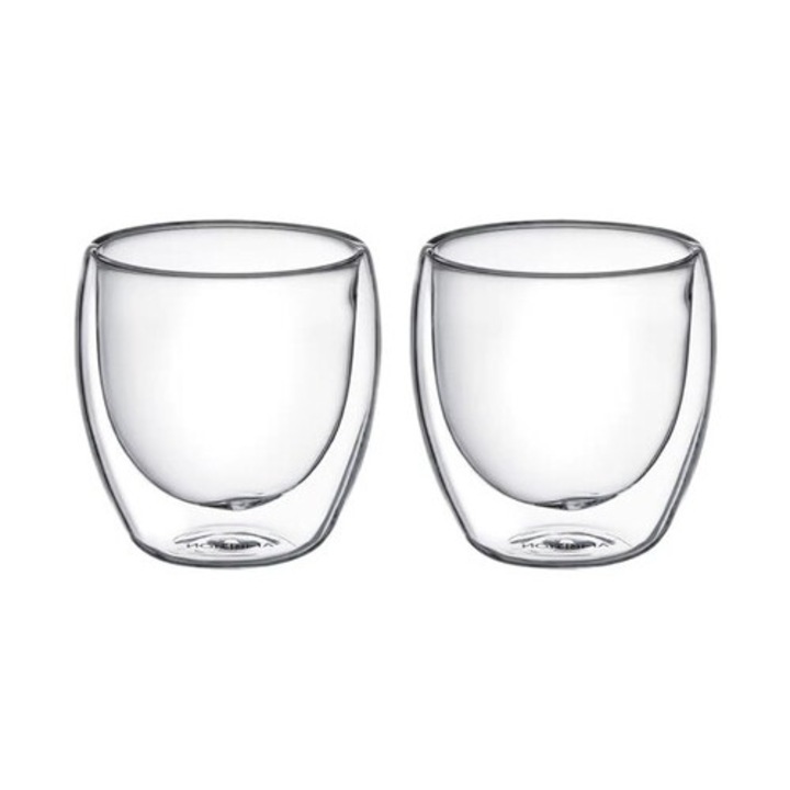 Set 2 pahare espresso cu perete dublu, ClickDeal®, 80 ml