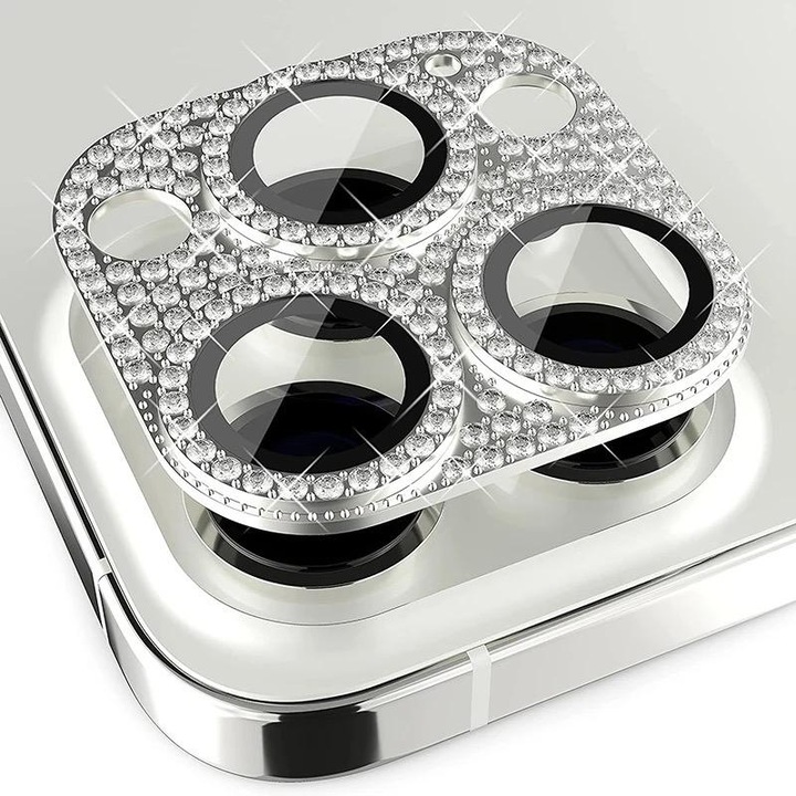 Protectie camera spate compatibila cu Iphone 15 Pro/15 Pro Max Argintiu