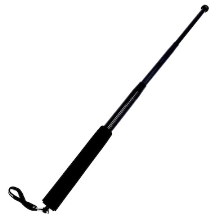 Baston telescopic profesional, 4 segmente, 65 cm, maner burete, negru, husa inclusa