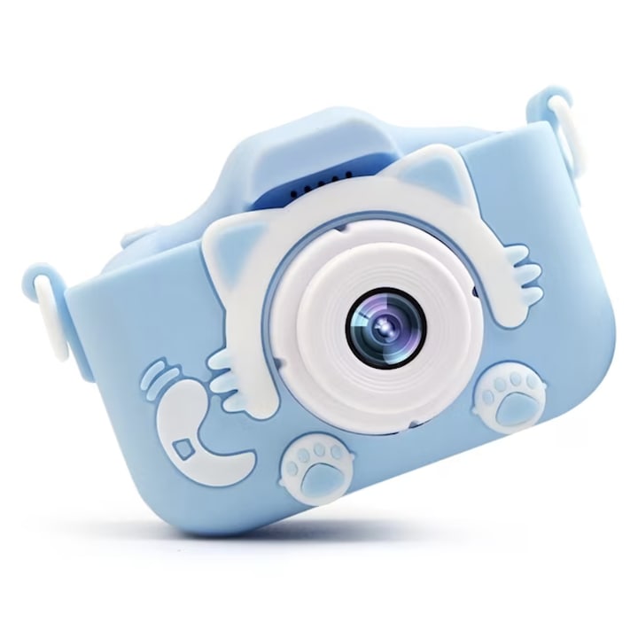Camera Foto pentru Copii WaltStore®, Digitala, Foto Video, 20Mp, 1080p Video, Card 32GB, Multi Efecte Copii, Jocuri, Muzica, AntiShock, Albastru