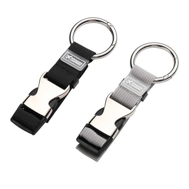 Комплект от 2 ремъка за багаж, найлон, черен/сив