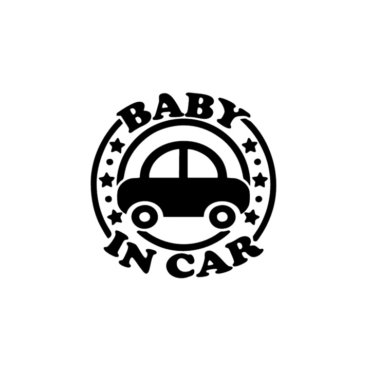 Sticker decorativ, Auto, Tuning, Baby Car, Negru, PVC autocolant 10 cm