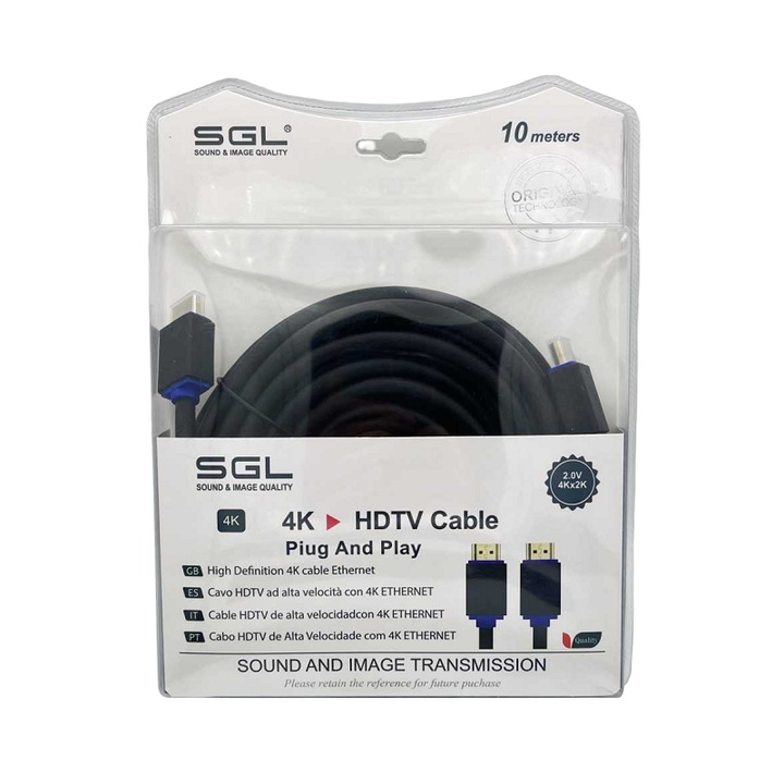 Cablu HDMI, Sgl, 10m, 2.0V, Negru