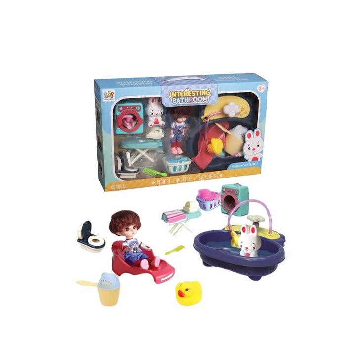 Set papusa cu accesorii, Plastic, 3 ani+, Multicolor