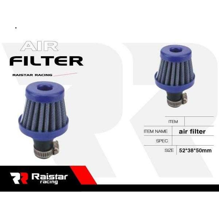 Filtru de aer, Raistar, Aluminiu/Cauciuc, Universal, 52x38x50mm, Negru/Albastru