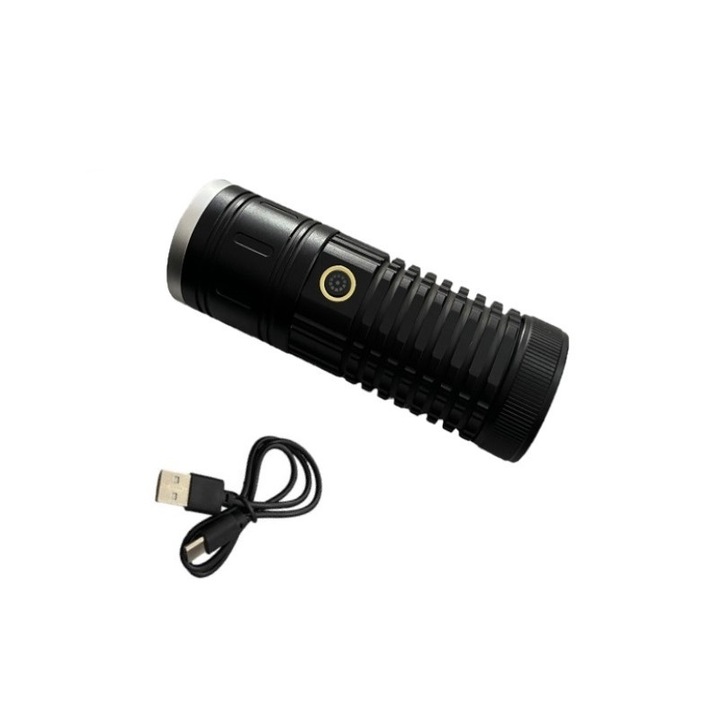 Фенерче с LED, презареждаемо, черно