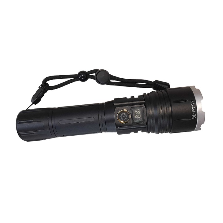 Акумулаторен LED фенер, 5 часа живот на батерията, Алуминий, Ергономичен, 5 режима на осветление, 16x3.5 см, Комплект с батерия и кабел за зареждане