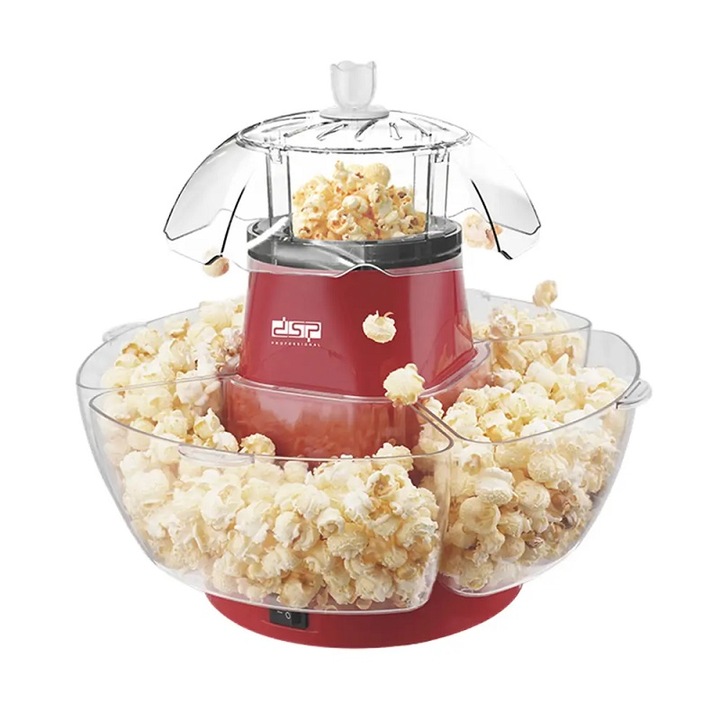 Aparat de preparat popcorn DSP KA2040, 1200W, capacitate 70-80g, rosu