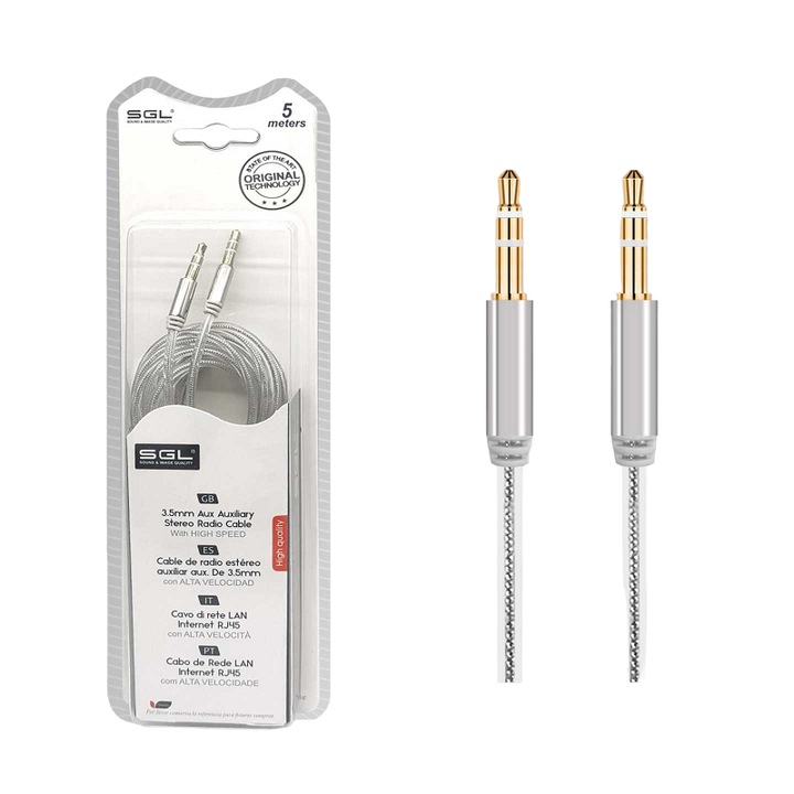 Cablu audio Jack 3.5mm, sgl, TS412, 5m, Asemi