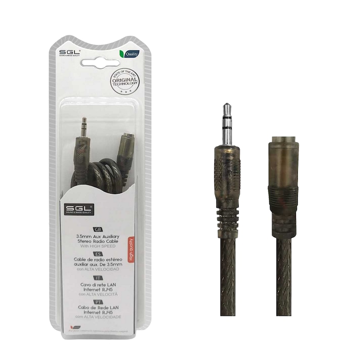 Audiokábel, sgl, 3 m, Fekete