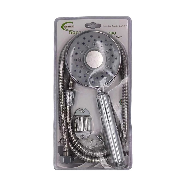 Cap de dus cu furtun, Crom, 1.5 m, Argintiu