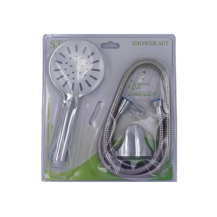 Cap de dus cu furtun, Crom, 1.5 m, Argintiu