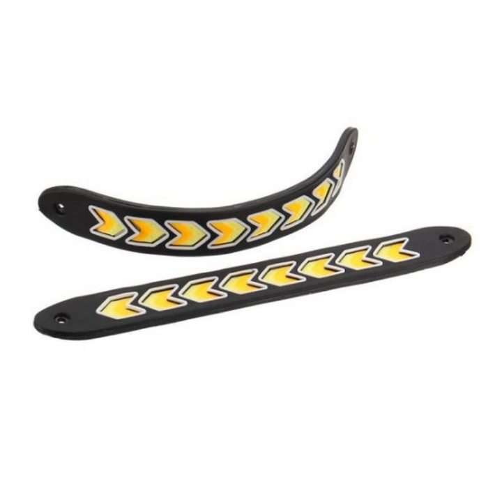 Set 2 lumini de zi auto, Raistar, LED, 12V, Negru