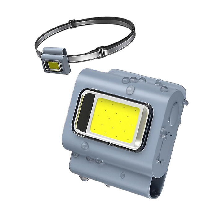 LED фенерче за глава, 48 x 38 x 23 mm, сиво