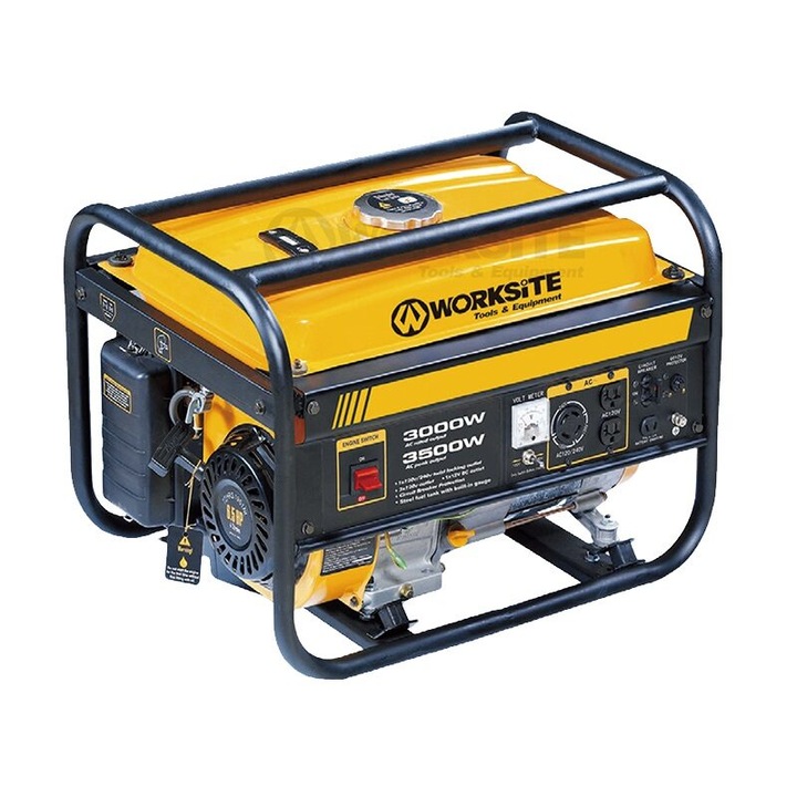 Generator pe benzina, Worksite, 3100W, Galben
