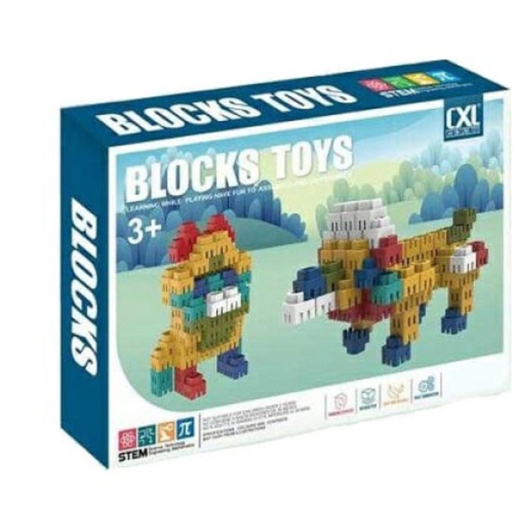 Set 120 blocuri constructie, 28 x 19 x 5 cm, Multicolor