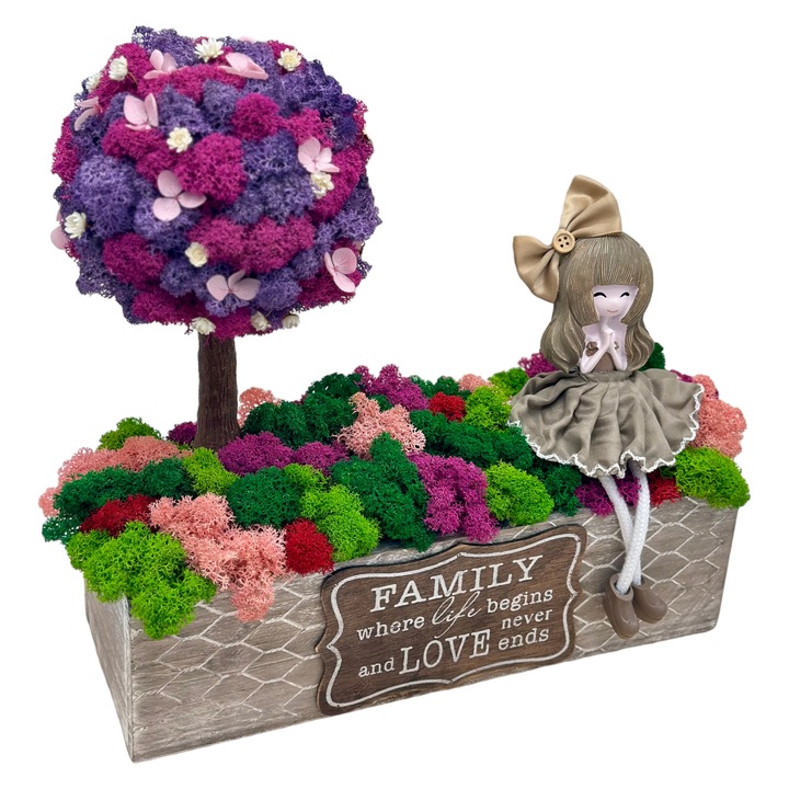 Pomisor in jardiniera cu licheni naturali stabilizati, Multicolor - Eventissimi