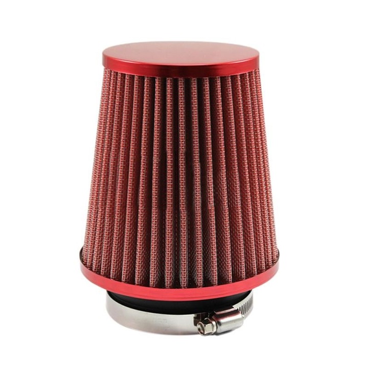 Filtru aer auto, Raistar, Aluminiu/Cauciuc, 150 x 90 x 120 mm, Rosu