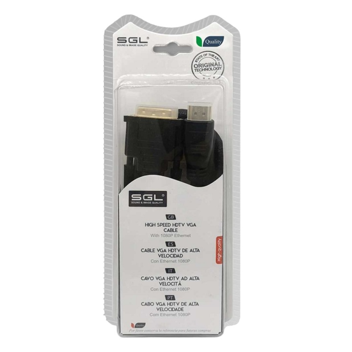 Cablu DVI - HDMI, SGL, 3 m, Negru