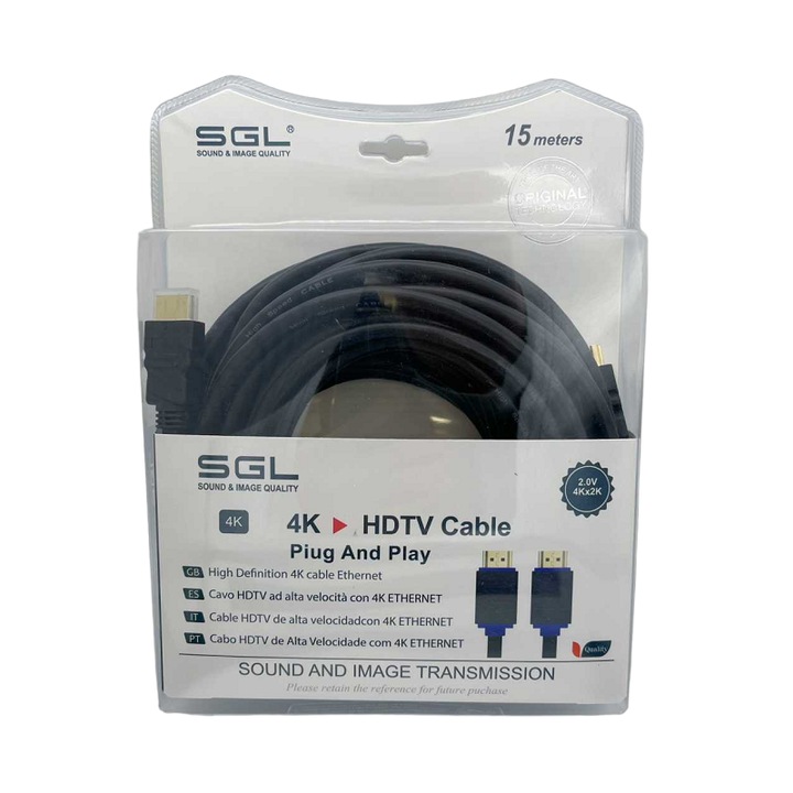 Cablu HDMI Tata/Tata, Sgl, 15m, Negru