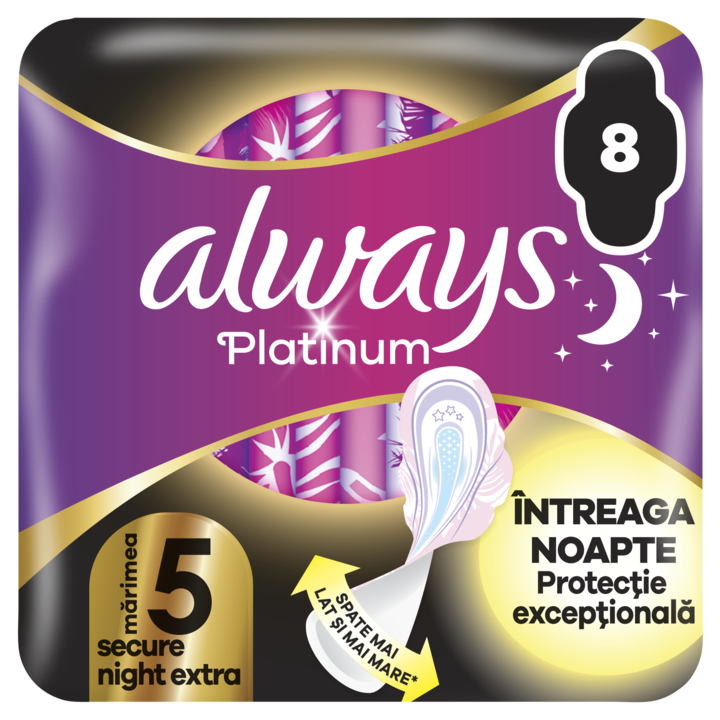 Absorbante Always Platinum Secure Night Extra, 8 buc