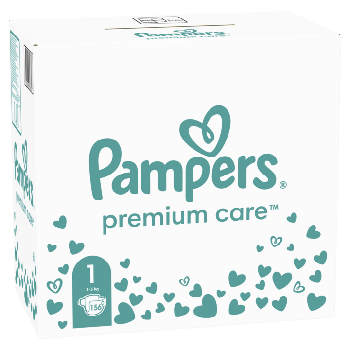 Scutece Pampers Premium Care XXL Box Nou Nascut, Marimea 1, 2-5 kg, 156 buc