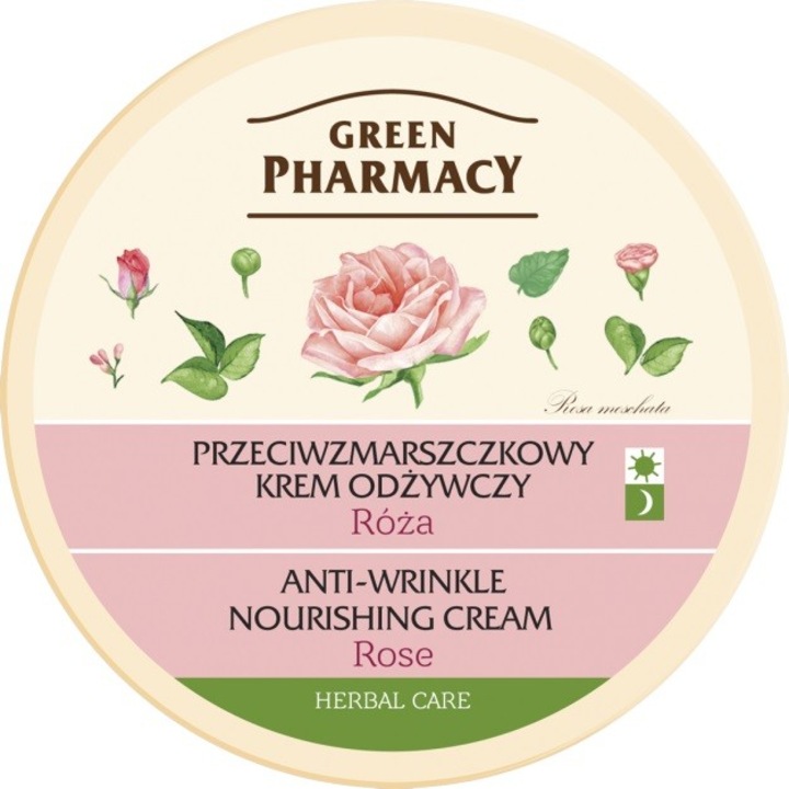 Крем за лице против бръчки Green Pharmacy, Пантенол/Рози, Многоцветен