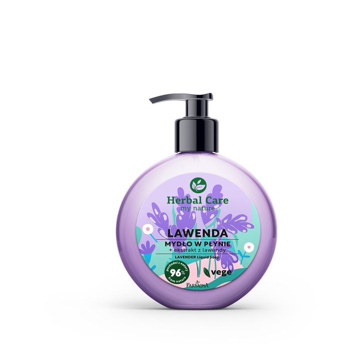 Течен сапун Farmona Herbal Care Lavender 400ml, 96% натурален, 100% веган