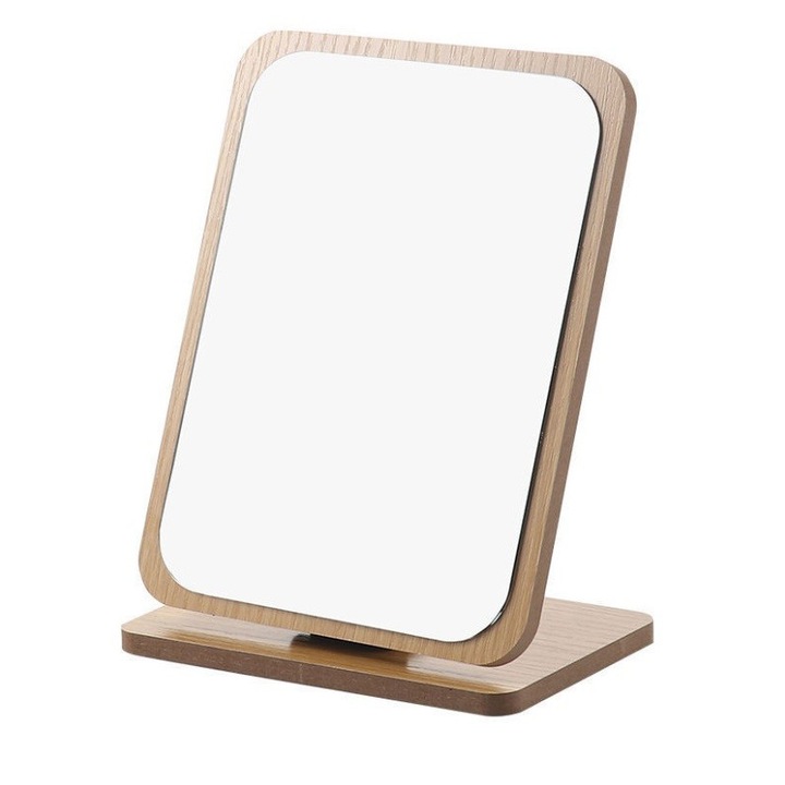 Oglinda cosmetica, ECARLA, Plastic/Sticla, 22 cm, Maro